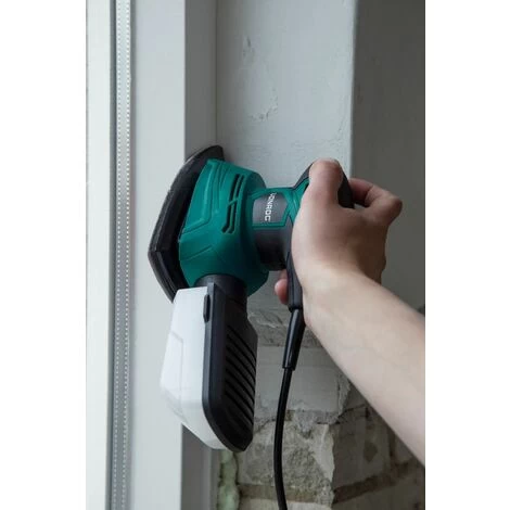 Ponceuse Delta Multifonction 130W - Ponceuse à Main - Avec Boîtier De Récupération De Poussière Et 6 Papiers Abrasifs 4 Ponceuse Delta Multifonction 130W - Ponceuse à Main - Avec Boîtier De Récupération De Poussière Et 6 Papiers Abrasifs – Image 2