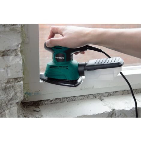 Ponceuse Delta Multifonction 130W - Ponceuse à Main - Avec Boîtier De Récupération De Poussière Et 6 Papiers Abrasifs 7 Ponceuse Delta Multifonction 130W - Ponceuse à Main - Avec Boîtier De Récupération De Poussière Et 6 Papiers Abrasifs – Image 5