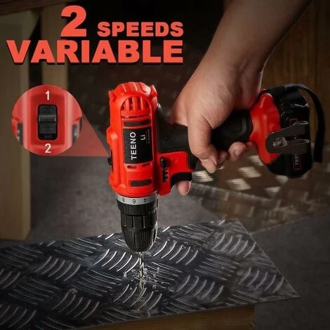 Perceuse Visseuse Sans Fil 21V, TEENO Deux 1.5Ah Batteries Visseuse Devisseuse Sans Fil,41 Accessoires,gants Professionnels 6 Perceuse Visseuse Sans Fil 21V, TEENO Deux 1.5Ah Batteries Visseuse Devisseuse Sans Fil,41 Accessoires,gants Professionnels – Image 4