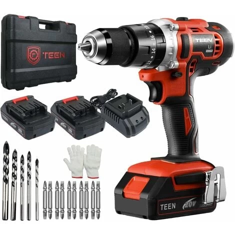Perceuse Visseuse à Percussion Sans Fil TEENO,2×2.0 Ah Batteries, 13mm Mandrin Auto-serrant 3 Perceuse Visseuse à Percussion Sans Fil TEENO,2×2.0 Ah Batteries, 13mm Mandrin Auto-serrant
