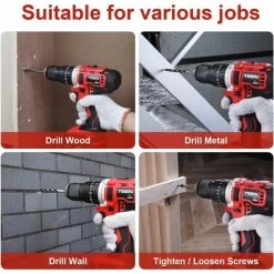 Perceuse Visseuse à Percussion Sans Fil TEENO,2×2.0 Ah Batteries, 13mm Mandrin Auto-serrant 11 Perceuse Visseuse à Percussion Sans Fil TEENO,2×2.0 Ah Batteries, 13mm Mandrin Auto-serrant -Outils Électriques 13575364 5