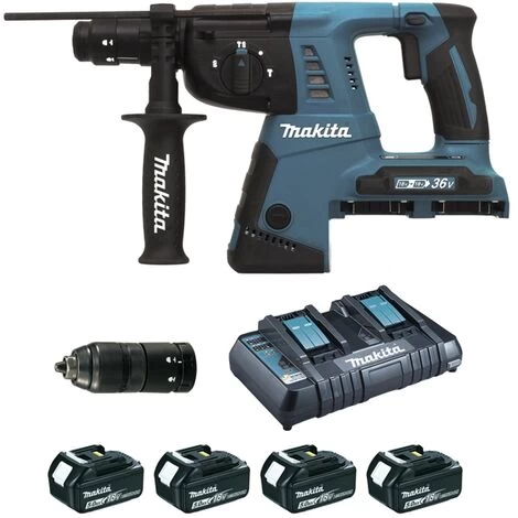Perforateur-Burineur SDS+ 36V MAKITA - 2x18V Li-ion 5Ah - 26mm - 4xbatteries + 1xchargeur Rapide + 2 Coffrets Transport + Accessoires - DHR264PT4J 3 Perforateur-Burineur SDS+ 36V MAKITA - 2x18V Li-ion 5Ah - 26mm - 4xbatteries + 1xchargeur Rapide + 2 Coffrets Transport + Accessoires - DHR264PT4J