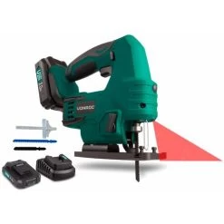 Scie Sauteuse Sans Fil VPower 20V. 2 Batteries 2.0Ah, 1 Chargeur Rapide, 2 Lames De Scie Et Guide Parallèle Inclus