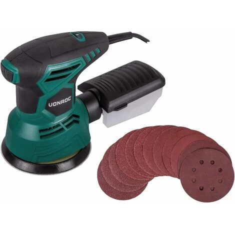 Ponceuse Orbitale Excentrique 300W – Ø 125mm - Boîte à Poussière Et 12 Feuilles Abrasives Inclus 3 Ponceuse Orbitale Excentrique 300W – Ø 125mm - Boîte à Poussière Et 12 Feuilles Abrasives Inclus