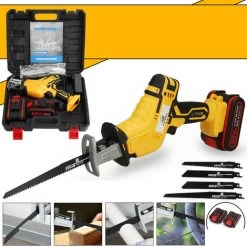 Scie Sabre Sans Fil électrique VIOLEWORKS Brushless Scie Alternative 0-3000rpm/min 18V 2 Batteries - 4 Lames -Outils Électriques 29753400 3