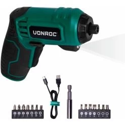 Tournevis à Batterie 4V - 14 Embouts De Vissage, Porte-embout Magnétique, Câble De Charge Et Sac De Rangement Inclus