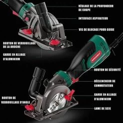 Scie Circulaire 750W, HYCHIKA Mini Scie Circulaire 3500RPM, Profondeur De Coupe Maximale 48mm (90°) Et 32mm (45°), Moteur En Fil De Cuivre Pur -Outils Électriques 31787752 2