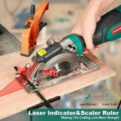 Scie Circulaire 750W, HYCHIKA Mini Scie Circulaire 3500RPM, Profondeur De Coupe Maximale 48mm (90°) Et 32mm (45°), Moteur En Fil De Cuivre Pur -Outils Électriques 31787752 5