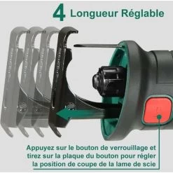 Scie Sabre à Batterie, HYCHIKA 18V Scie Egoîne Electrique Sans Fil, Vitesses Réglables 0-2800RPM, 4×Lames De Scie, Avec 2Ah, 2×Batteries, 1h Chargeur Rapide, Idéal Pour La Coupe Du Bois Et Du Métal 9 Scie Sabre à Batterie, HYCHIKA 18V Scie Egoîne Electrique Sans Fil, Vitesses Réglables 0-2800RPM, 4×Lames De Scie, Avec 2Ah, 2×Batteries, 1h Chargeur Rapide, Idéal Pour La Coupe Du Bois Et Du Métal -Outils Électriques 31787762 3