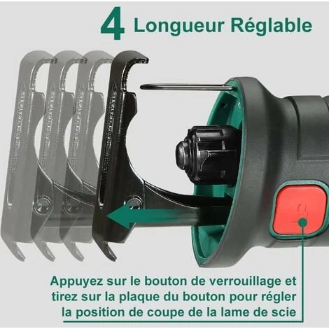 Scie Sabre à Batterie, HYCHIKA 18V Scie Egoîne Electrique Sans Fil, Vitesses Réglables 0-2800RPM, 4×Lames De Scie, Avec 2Ah, 2×Batteries, 1h Chargeur Rapide, Idéal Pour La Coupe Du Bois Et Du Métal 5 Scie Sabre à Batterie, HYCHIKA 18V Scie Egoîne Electrique Sans Fil, Vitesses Réglables 0-2800RPM, 4×Lames De Scie, Avec 2Ah, 2×Batteries, 1h Chargeur Rapide, Idéal Pour La Coupe Du Bois Et Du Métal – Image 3