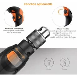 BLACKPINE - Perceuse Percussion, 57pcs Kit D'accessoires, Perceuse à Percussion 850W 3000R/PM, Perforateur Taille De Mandrin 0-13mm -Outils Électriques 32703007 5