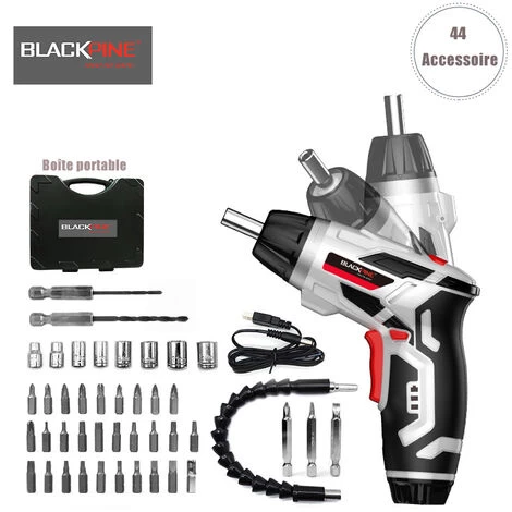 BLACKPINE- Visseuse Sans Fil 5Nm, 44 Accessoires Tournevis Sans Fil, 1300mAh Avec Chargeur USB, 6 +1 Niveau Reglages Du Couple, 2 Lampe LED, 2 Position Poigne Reglable, Boîte Compacte 3 BLACKPINE- Visseuse Sans Fil 5Nm, 44 Accessoires Tournevis Sans Fil, 1300mAh Avec Chargeur USB, 6 +1 Niveau Reglages Du Couple, 2 Lampe LED, 2 Position Poigne Reglable, Boîte Compacte