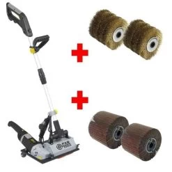 FARTOOLS PACK GRAND RENOVATEUR SUR PIED POUR SURFACE AU SOL + 2 BROSSES FIL LAITONNE + 2 BROSSES LAMELLES ABRASIVES