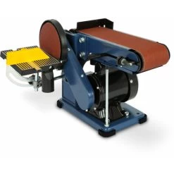 375 Watt Ponceuse à Bande Et à Disque (150mm Disque De Ponçage, Hauteur De Tablette Réglable, Pieds Anti-vibrations)