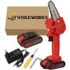 VIOLEWORKS 88V 1080W 4 Pouce Scie à Bois Portable Scie à Chaine Tronconneuse à Batterie élagueuse électrique Sans Fil (Rouge, 1 Batterie) -Outils Électriques 35322951 1
