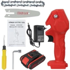 88V 1080W Scie à Chaine électrique Sans Fil Outil De Coupe De Bois De Jardin (Rouge, 1 Batterie) -Outils Électriques 35625875 3