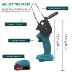 BLACKPINE - Mini Tronçonneuse Portative Sans Fil, Rechargeable 21 V, 1500mAh Vitesse De Coupe Réglable, Pour La Coupe Du Bois Et Du Métal (Bleu) 8 BLACKPINE - Mini Tronçonneuse Portative Sans Fil, Rechargeable 21 V, 1500mAh Vitesse De Coupe Réglable, Pour La Coupe Du Bois Et Du Métal (Bleu) -Outils Électriques 37103703 2