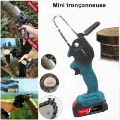 BLACKPINE - Mini Tronçonneuse Portative Sans Fil, Rechargeable 21 V, 1500mAh Vitesse De Coupe Réglable, Pour La Coupe Du Bois Et Du Métal (Bleu) 10 BLACKPINE - Mini Tronçonneuse Portative Sans Fil, Rechargeable 21 V, 1500mAh Vitesse De Coupe Réglable, Pour La Coupe Du Bois Et Du Métal (Bleu) -Outils Électriques 37103703 4