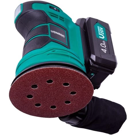 Ponceuse Orbitale Sans Fil 20V - Ø125mm – 12 Feuilles Abrasives Et Sac De Récupération De Poussière - Batterie 4.0 Ah Et Chargeur Inclus 5 Ponceuse Orbitale Sans Fil 20V - Ø125mm – 12 Feuilles Abrasives Et Sac De Récupération De Poussière - Batterie 4.0 Ah Et Chargeur Inclus – Image 3