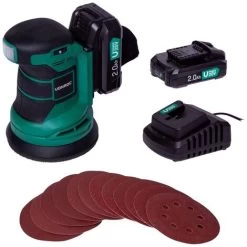 Ponceuse Orbitale Sans Fil 20V - Ø125mm -12 Feuilles Abrasives, Sac De Récupération De Poussière - 2 Batteries 2.0 Ah Et Chargeur Inclus