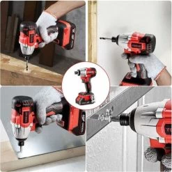 Brushless Visseuse à Chocs Sans Fil 20V TEENO,1X2.0Ah Batteries, 6.35mm Mandrin,Boîte Avc 19pcs Accessoires(Une Batterie) -Outils Électriques 44260275 5