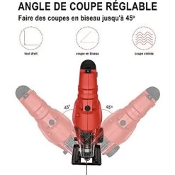 Scie Sauteuse 650W TEENO,6 Vitesses Réglables, Angle D'inclinaison ±45 ° -Outils Électriques 44260279 3