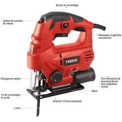 Scie Sauteuse 650W TEENO,6 Vitesses Réglables, Angle D'inclinaison ±45 ° -Outils Électriques 44260279 5