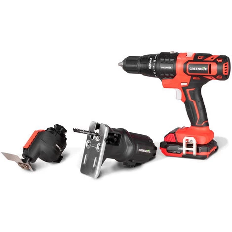 Outil Multifonction Sans Fil 20V 3-en-1, Scie Sauteuse, Grattoir, Perceuse Et Tournevis, Batterie 2.0Ah Et Chargeur Inclus - Greencut MH202-3 4 Outil Multifonction Sans Fil 20V 3-en-1, Scie Sauteuse, Grattoir, Perceuse Et Tournevis, Batterie 2.0Ah Et Chargeur Inclus - Greencut MH202-3 – Image 2