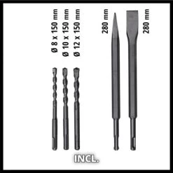 Einhell Marteau Perforateur TE-RH 32 4F Kit (1250 W, 5J, SDS-Plus, Avec 3 Forets: Burins Pointus Et Plat) -Outils Électriques 48015296 5