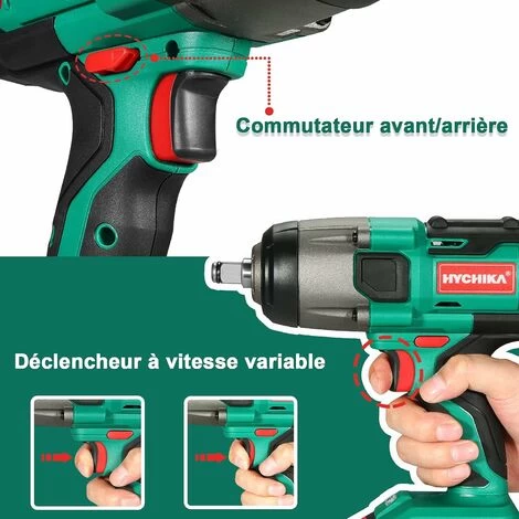 Boulonneuse A Choc, HYCHIKA 350Nm Clé à Chocs Sans Fil Avec 4.0Ah Batterie, Visseuse à Choc Fréquence D'impact 3000IPM, 3 Douilles à Chocs Pour 17/19/21mm, 10/13mm Mandrin, Boulons De Roue 5 Boulonneuse A Choc, HYCHIKA 350Nm Clé à Chocs Sans Fil Avec 4.0Ah Batterie, Visseuse à Choc Fréquence D'impact 3000IPM, 3 Douilles à Chocs Pour 17/19/21mm, 10/13mm Mandrin, Boulons De Roue – Image 3