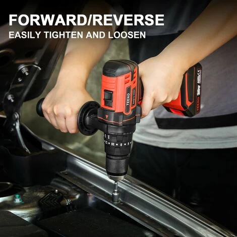 Perceuse A Percussion,TEENO 20V Perceuse Visseuse Sans Fil,poignée Latérale Amovible,2x2.0AhBatterie,20+3Réglages De Couple & 2 Vite 7 Perceuse A Percussion,TEENO 20V Perceuse Visseuse Sans Fil,poignée Latérale Amovible,2x2.0AhBatterie,20+3Réglages De Couple & 2 Vite – Image 5