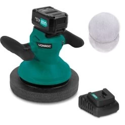 Polisseuse Sans Fil 20V – Ø240mm - 2 Bonnets De Polissage - Batterie 4.0ah Et Chargeur Rapide Incl.