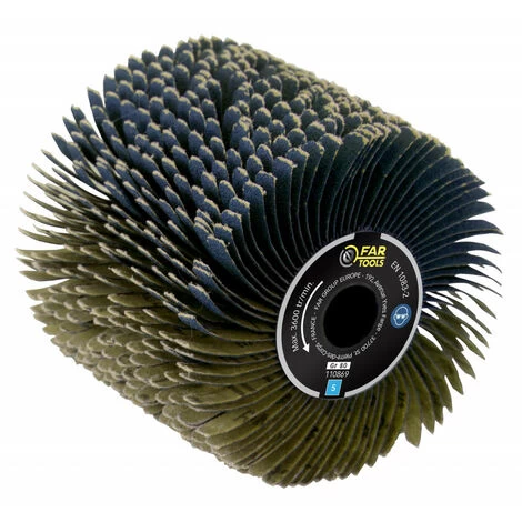 Brosse à Lanières Abrasives Pour Poncer Des Surfaces Incurvées Ø120x100 Mm GR36 FARTOOLS 3 Brosse à Lanières Abrasives Pour Poncer Des Surfaces Incurvées Ø120x100 Mm GR36 FARTOOLS