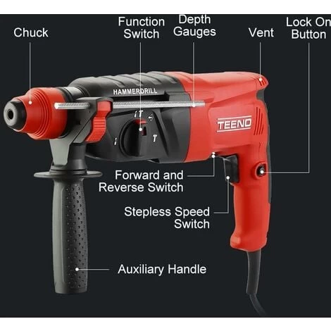 Marteau Perforateur Filaire 800 W, 26 Mm TEENO 4 Marteau Perforateur Filaire 800 W, 26 Mm TEENO – Image 2