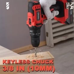 TEENO Perceuse Visseuse A Percussion Sans Fil PSR 20v+2A Batterie Lithium +2Vitesses+ Gants Professionnels (Deux Batterie) -Outils Électriques 59229546 3