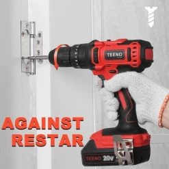 TEENO Perceuse Visseuse A Percussion Sans Fil PSR 20v+2A Batterie Lithium +2Vitesses+ Gants Professionnels (Deux Batterie) -Outils Électriques 59229546 5
