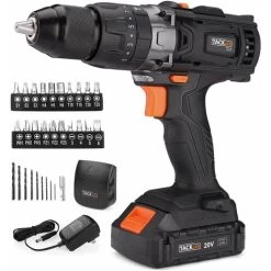 Perceuse électrique Sans Fil TACKLIFE 20 V Max, 310 Lb-pi, Mandrin En Métal 1/2", Tournevis électrique à 2 Vitesses Avec DEL, Batterie Rechargeable 2,0 Ah PCD04C
