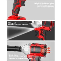 Boulonneuse A Choc Sans Fil, Perceuse Visseuse Devisseuse San Fil - Avec 2 Batteries 24V, 350 Nm, 0-3000 Tr/min, Lumière LED -Outils Électriques 65747097 3