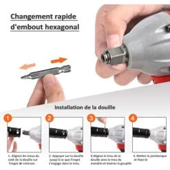Boulonneuse A Choc Sans Fil, Perceuse Visseuse Devisseuse San Fil - Avec 2 Batteries 24V, 350 Nm, 0-3000 Tr/min, Lumière LED -Outils Électriques 65747097 4