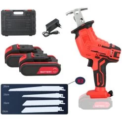 Scie Sabre Sans Fil Avec 2 4.0Ah Batterie, 8 Lames De Scie, En Coffret Idéal Pour La Coupe Du Bois Et Du Métal