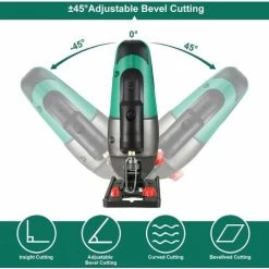 Scie Sauteuse HYCHIKA 750W, Avec Moteur En Cuivre Puissant, 800-3000SPM Tours Par Minute Avec 6 Vitesses Variables, Angle D'inclinaison ±45 ° -Outils Électriques 66371756 3