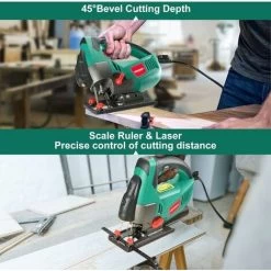 Scie Sauteuse HYCHIKA 750W, Avec Moteur En Cuivre Puissant, 800-3000SPM Tours Par Minute Avec 6 Vitesses Variables, Angle D'inclinaison ±45 ° -Outils Électriques 66371756 4