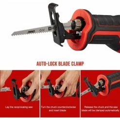 Scie Sabre Sans Fil TEENO,20V Scie Sabre à Batterie, Scie Egoîne Electrique Sans Fil, 5×Lames De Scie, Avec 3Ah Batteries,Boite En Plastique -Outils Électriques 67155615 3