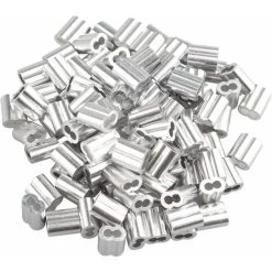 Manchon Aluminium Câble,100 PCS Manchons à Sertir En Aluminium Boucle Sertissage Câble Clip Ferrules En Doubles Clips De Boucle De Sertissage Avec Embouts Pour Câbles En Acier Câble Métallique 1,5 Mm,