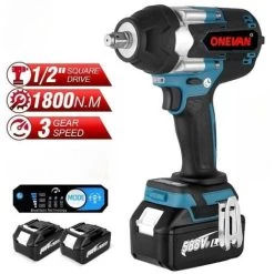 Clé à Chocs Sans Fil Brushless électrique 1800Nm 1/2 Pouces, Boulonneuse A Choc Convient Pour Batterie 18V Makita - Avec 2 Batteries