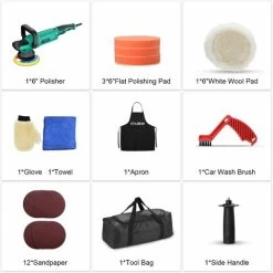 Polisseuse Orbitale Polisseuse Excentrique Stanew,Polisseuses Pour Auto Et Moto,4000RPM, 150mm Polissage Pad, 6 Vitesse Variable Ponceuse, Pour Le Polissage, Cirage, Ponçage -Outils Électriques 76445437 4