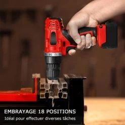 Perceuse Visseuse Sans Fil 18V Visseuse Sans Fil Avec 2 Batteries 18+1 Réglages De Couple Auto-serrant 10mm LED Pour Bricolage 2 Vitesses Idéal Pour Visser Et Percer 9 Perceuse Visseuse Sans Fil 18V Visseuse Sans Fil Avec 2 Batteries 18+1 Réglages De Couple Auto-serrant 10mm LED Pour Bricolage 2 Vitesses Idéal Pour Visser Et Percer -Outils Électriques 76879729 3