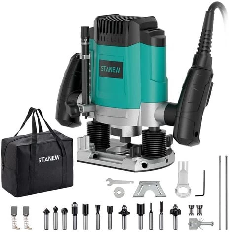 Défonceuse Verticale Electrique 1200 W 16000-30000 RPM STANEW, Profession Fresatrice Verticale Avec Set De 12 Fraises,6 Vitesses, Réglage De La Profondeur De Fraisage. 3 Défonceuse Verticale Electrique 1200 W 16000-30000 RPM STANEW, Profession Fresatrice Verticale Avec Set De 12 Fraises,6 Vitesses, Réglage De La Profondeur De Fraisage.