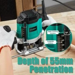 Défonceuse Verticale Electrique 1200 W 16000-30000 RPM STANEW, Profession Fresatrice Verticale Avec Set De 12 Fraises,6 Vitesses, Réglage De La Profondeur De Fraisage. 11 Défonceuse Verticale Electrique 1200 W 16000-30000 RPM STANEW, Profession Fresatrice Verticale Avec Set De 12 Fraises,6 Vitesses, Réglage De La Profondeur De Fraisage. -Outils Électriques 77013334 5