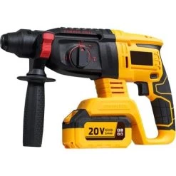 Marteau Perforateur Sans Fil Brushless - 3 En 1-20V-4Ah - Diamètre De 26 Mm(Livrée Avec Batterie Et Chargeur, Poignée Auxiliaire, Mandrin SDS + Et Coffret)